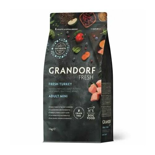 Grandorf Fresh Dog Adult Mini Turkey&Sweet Potato сухой корм для взрослых собак мелких пород с индейкой и бататом - 1 кг