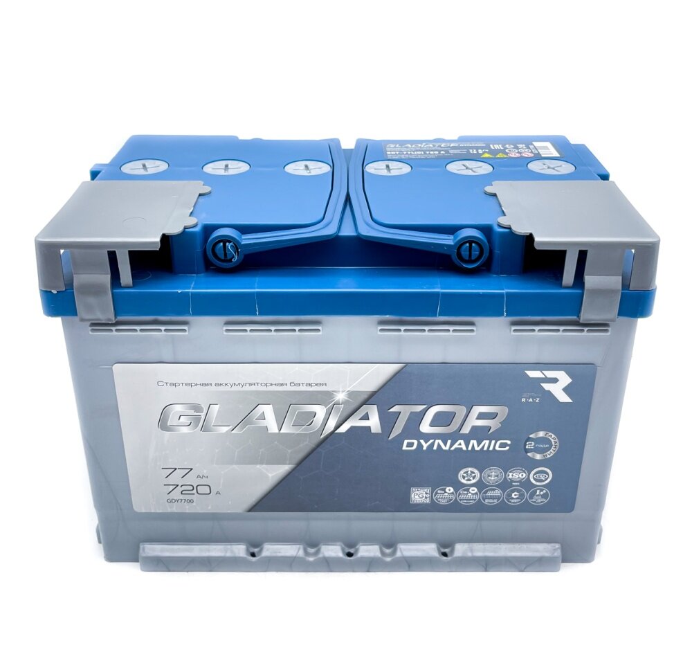 Аккумулятор GLADIATOR Dynamic 77 А/ч 720A об. пол (-/+) конус 276x175x190 мм