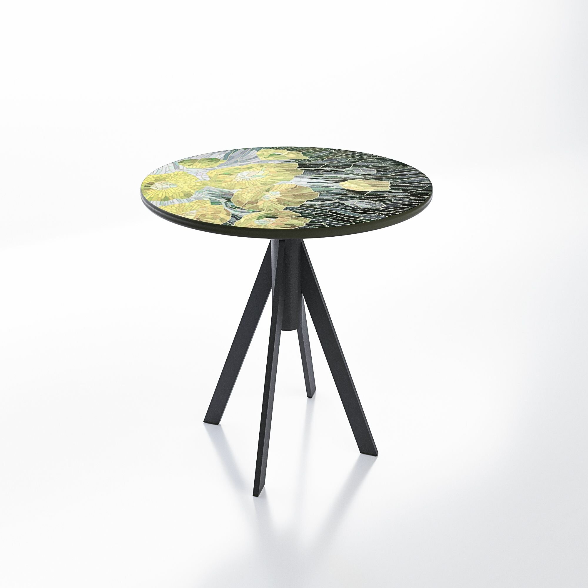 Стол обеденный Table, цвет черный, желтый, круглый 69 см, столешница Werzalit, Genmar
