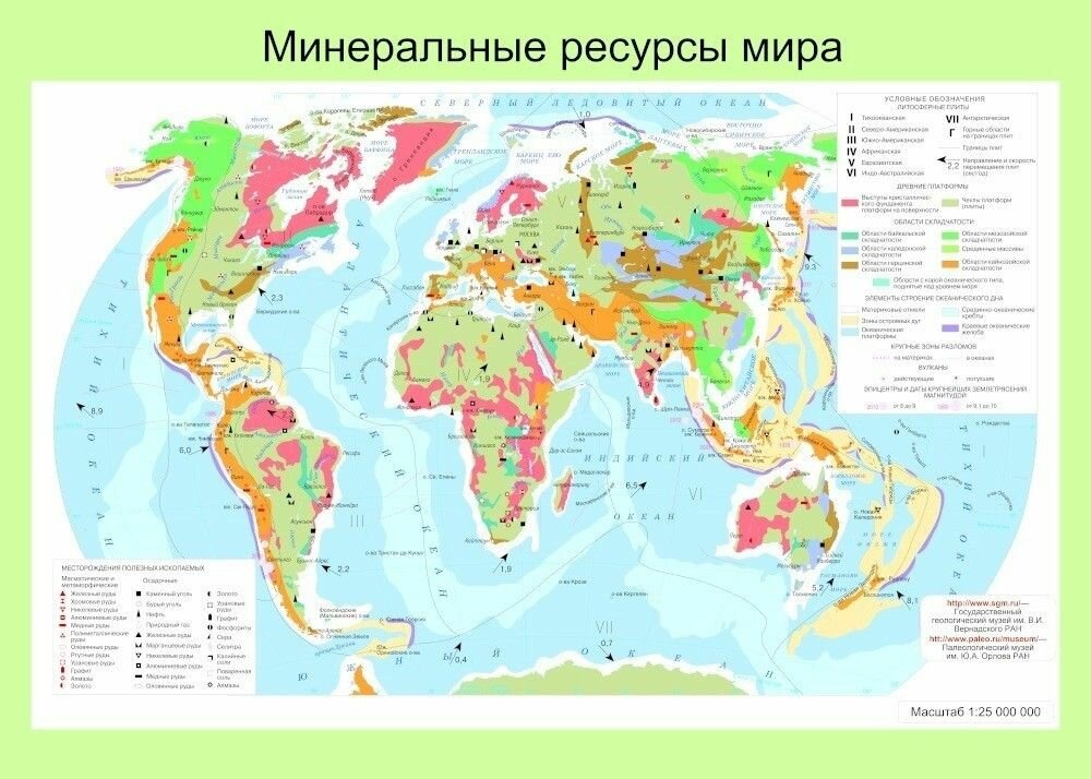 Карта Минеральные ресурсы мира. 10 класс