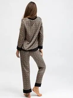 Комплект для кормящих мам  46-56, размер 48, бежевый/черный — фото 1