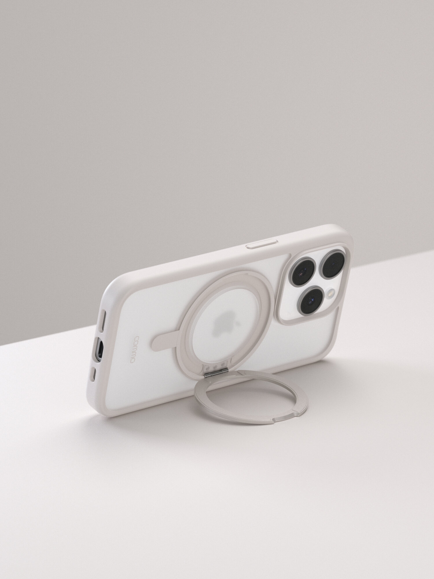 Чехол COMMO Hoop, для Apple iPhone 15 Pro, с держателем-кольцом, Льняной — фото 1