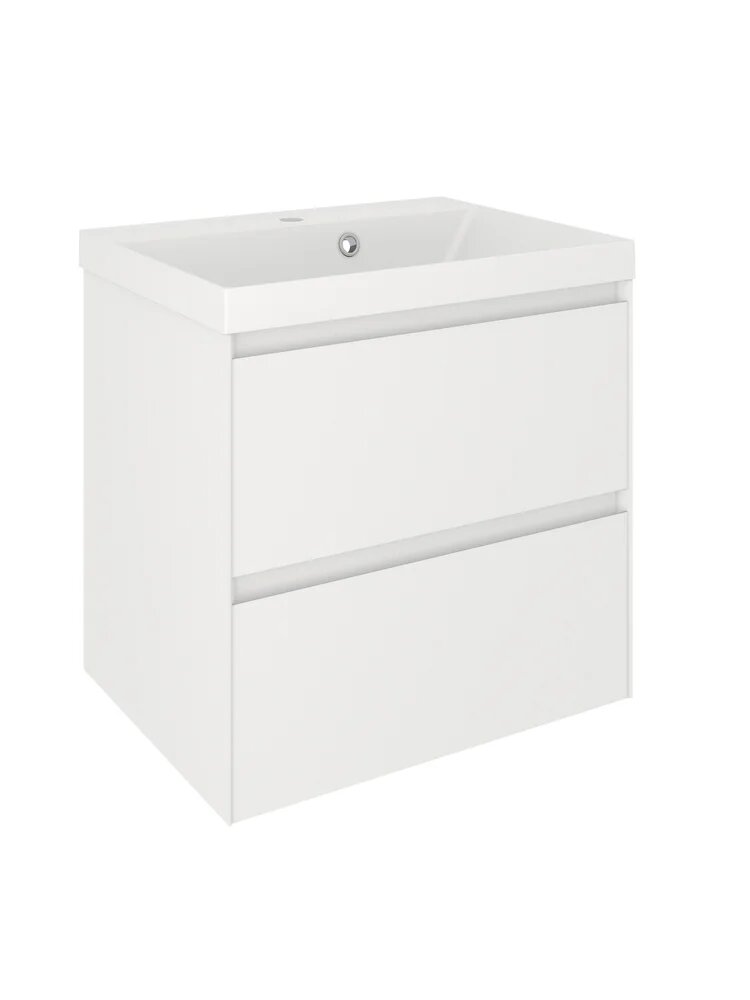 Тумба с раковиной Aqua de Marco Astra 60 подвесная 60 см из МДФ с ящиками белая прямоугольная в современном стиле