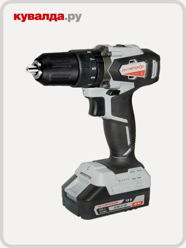 Изображение товара Дрель-шуруповерт аккумуляторная ИНТЕРСКОЛ ДАУ-13/18 ВК ударная (2х2.0 Ач)