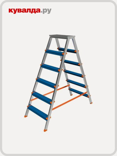 Изображение товара Стремянка алюминиевая Сарайлы-М (Sarayli) Колор (Color) 6 ступеней двухсторонняя