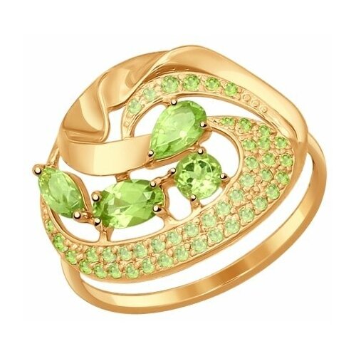 фото Золотое кольцо sokolov 714498 с фианитом и хризолитом diamant-online