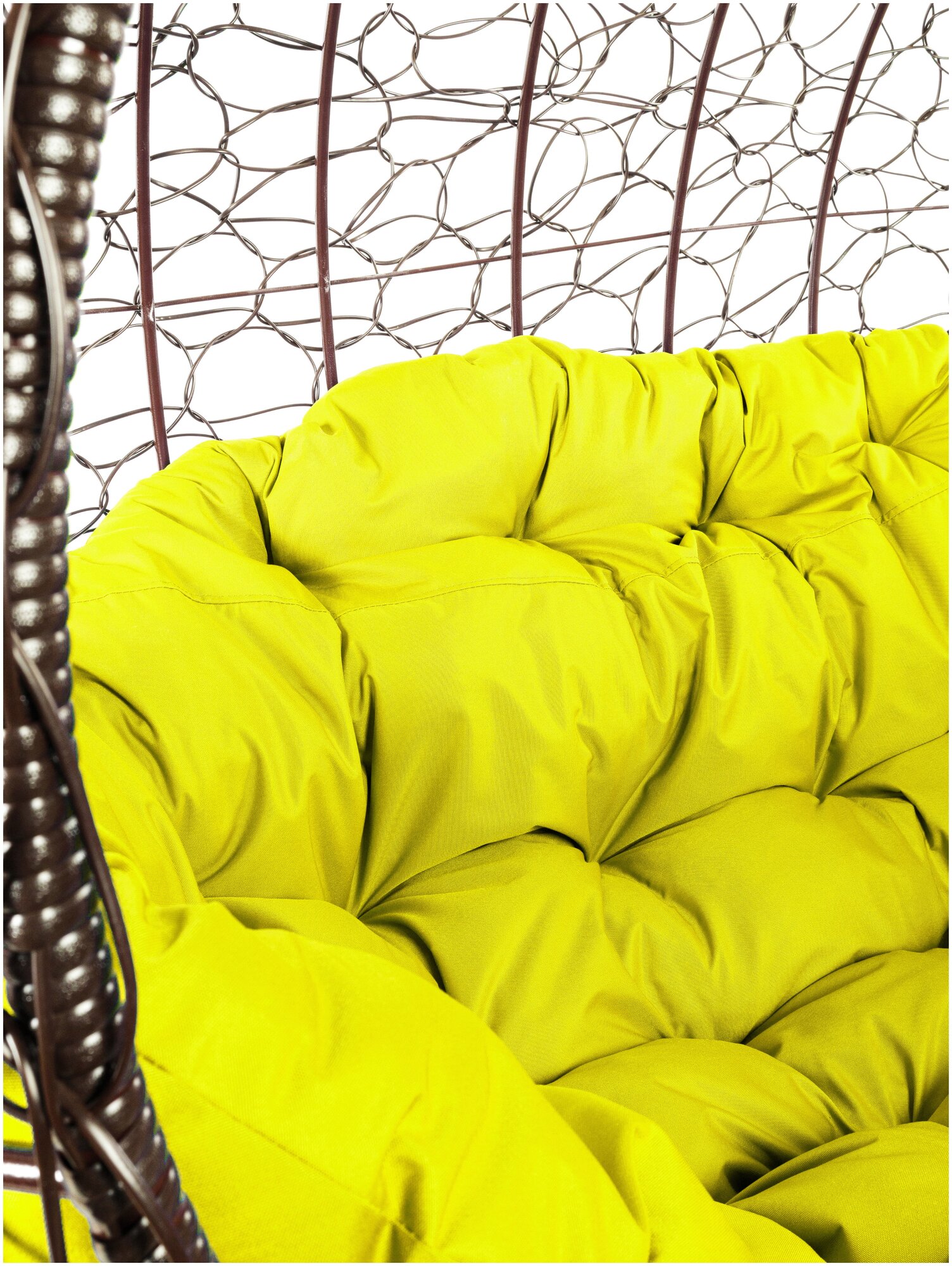 Диван коричневый M-Group Улей на ножках 112202111 желтая подушка - фотография № 11