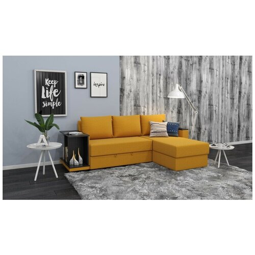 Диван угловой Турин Savana plus yellow, дельфин 238х159х76см