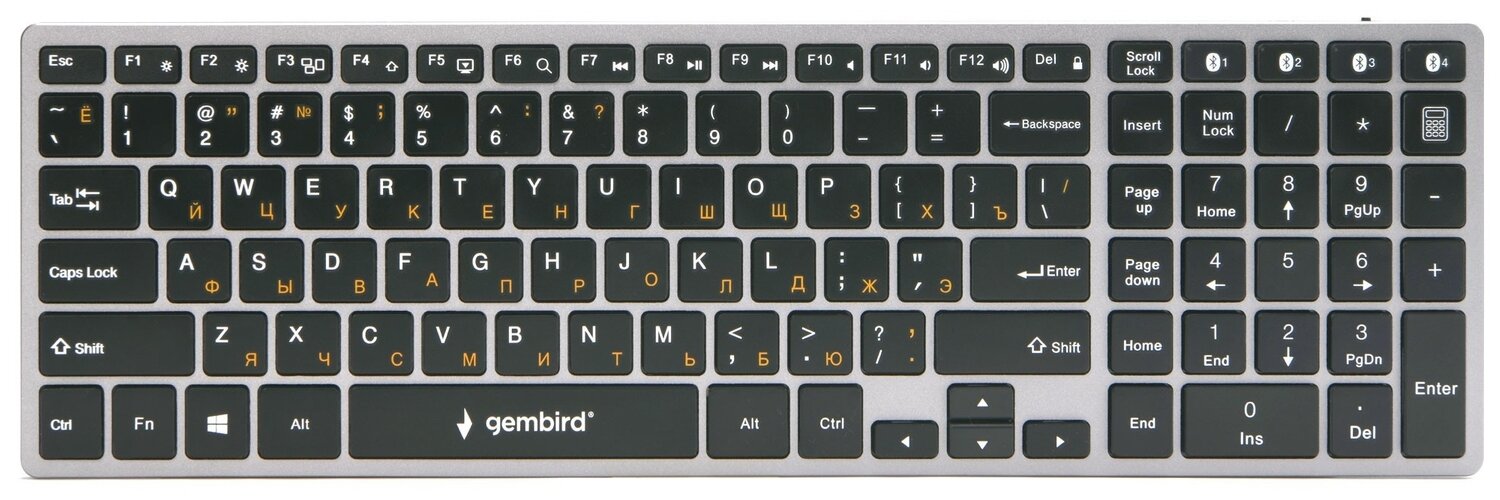 Клавиатура беспроводная Gembird Kbw-2, Bluetooth, 106 кл., ножничный механизм, бесшумная KBW-2