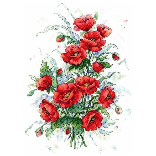 м п студия пламенные цветы а 037 Набор для вышивания М. П. Студия Пламенные цветы 33x23 см, Цветы