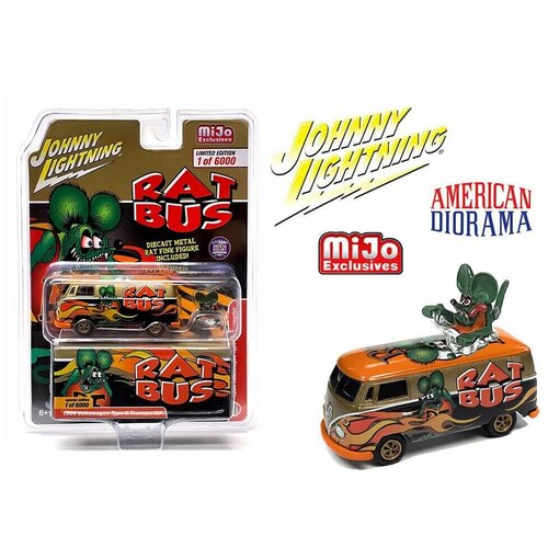 Модель коллекционная Johnny Lightning 1964 Volkswagen RAT FINK RAT BUS W/ Rat Fink Figure rat