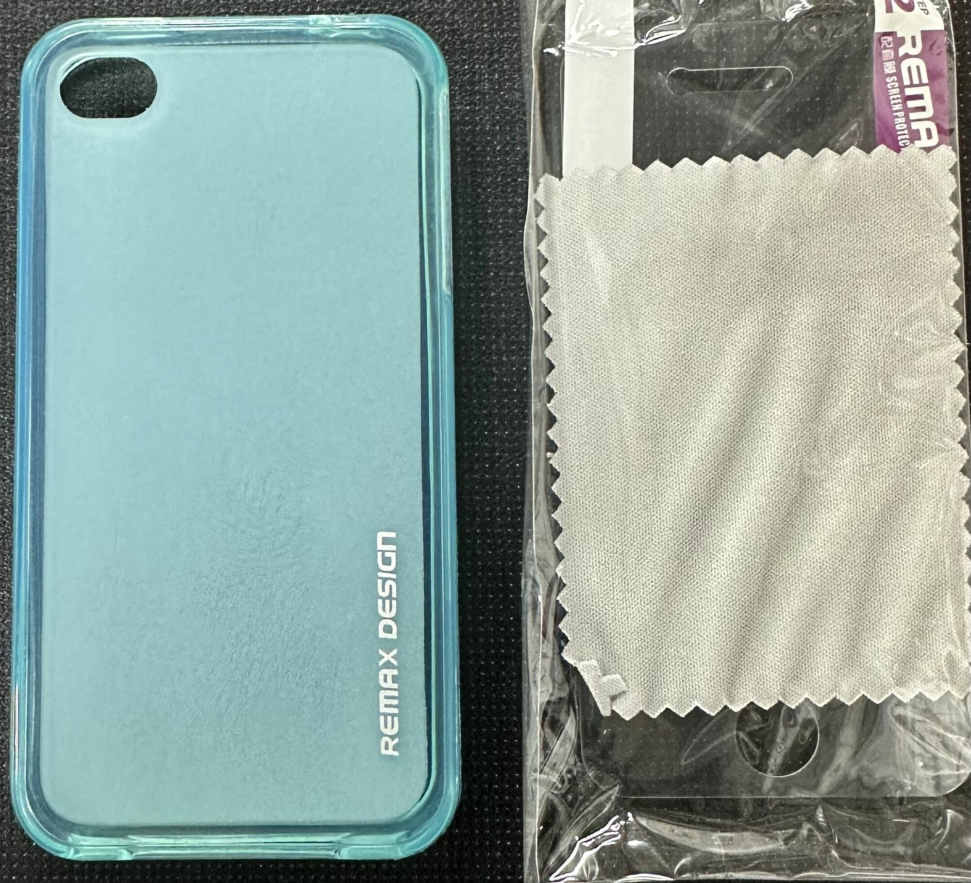 Чехол накладка силиконовая для iPhone 4S/iPhone 4G/iPhone 4, голубой-матовый+защитная пленка на экран в подарок