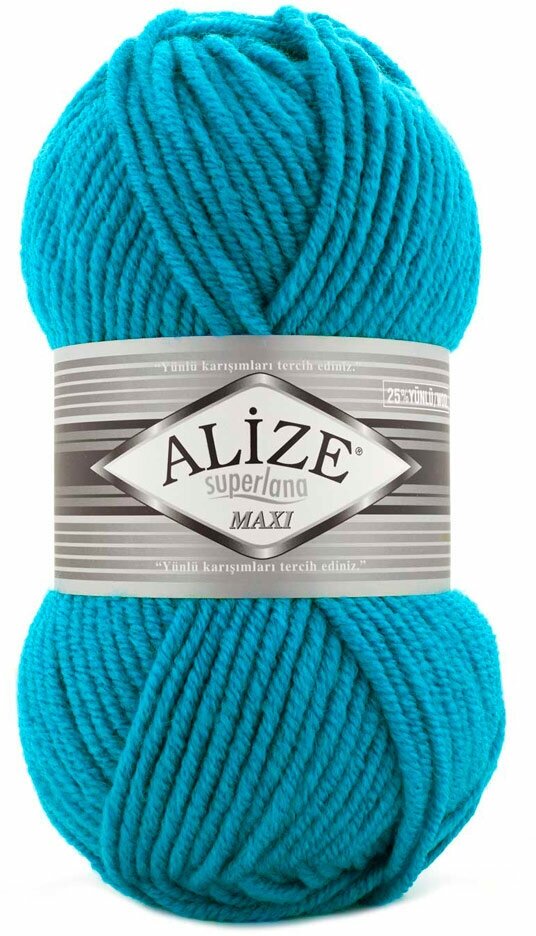 Пряжа для вязания ALIZE 'Superlana maxi', 100г, 100м (75% акрил, 25% шерсть), ТУ (484 бирюзовый), 5 мотков