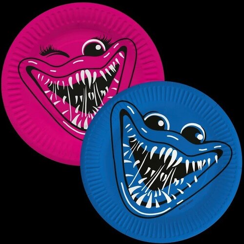 Тарелка бумажная Зубастики 18 см в наборе 6 шт синий фиолетовый 205₽