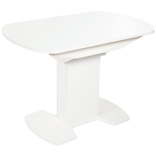 Кухонный стол Аврора М Корсика Стекло Белое / ЛДСП Белая