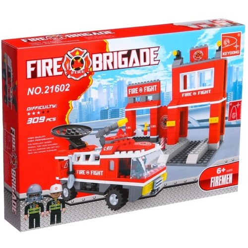 Конструктор KEYIXING Пожарная бригада Станция 21602, 301 дет.