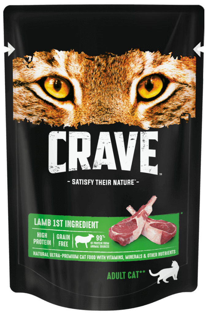 Влажный корм для кошек Crave беззерновой с ягненком (кусочки в желе)