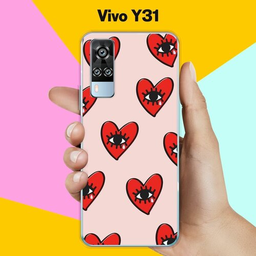 Силиконовый чехол на Vivo Y31 Сердца / для Виво Ю31
