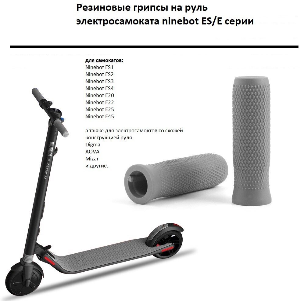 Грипсы на руль / ручки резиновые для электросамоката Ninebot KickScooter ES1 / ES2 / ES3 / ES4 комплект из 2 шт