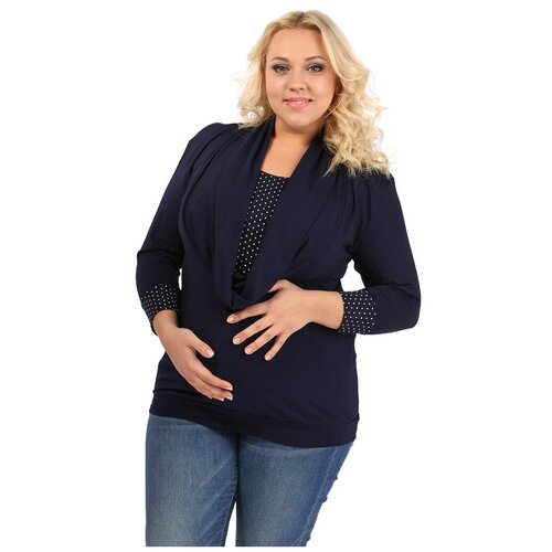 Блуза Балон для беременных и кормящих ,(50-56), I love mum 43060 синяя (Синий; Размер 50)