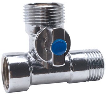 фото Кран проходной угловой 3-х проход. для стиральной машины 1/2 - 3/4 - 1/2 VER343X VIEIR