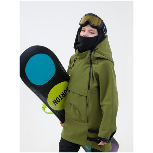 Горнолыжная куртка Sherysheff, несъемный капюшон, светоотражающие элементы, мембранная, регулируемый капюшон, водонепроницаемая, регулируемые манжеты, карман для ски-пасса, регулируемый край, ветрозащитная, карманы, размер 146, хаки
