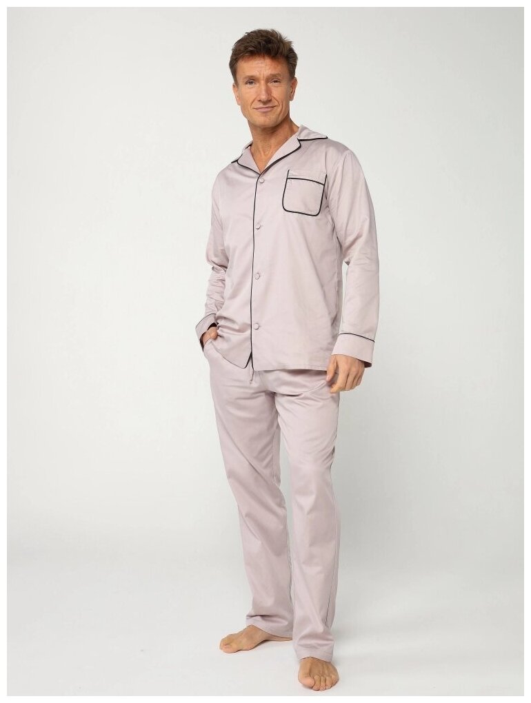 Пижама мужская из тенселя с брюками и рубашкой "Хьюстон", размер 48 - фотография № 1