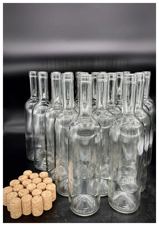 Бутылки винные прозрачные 0,75 л комплект 20 штук с пробками - фотография № 5