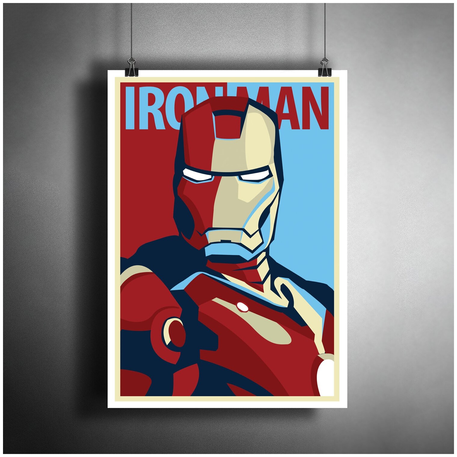 Постер плакат для интерьера "Фильм: Железный Человек. Комиксы Марвел. The Iron Man"/ Декор дома офиса комнаты A3 (297 x 420 мм)