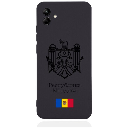 Черный силиконовый чехол для Samsung Galaxy A04 Черный лаковый Герб Республики Молдова/ Герб Молдавии
