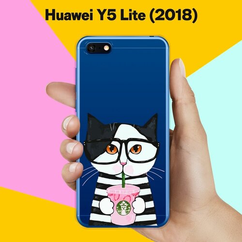 Силиконовый чехол Кот в очках на Huawei Y5 Lite (2018) силиконовый чехол корги в масках на huawei y5 lite 2018