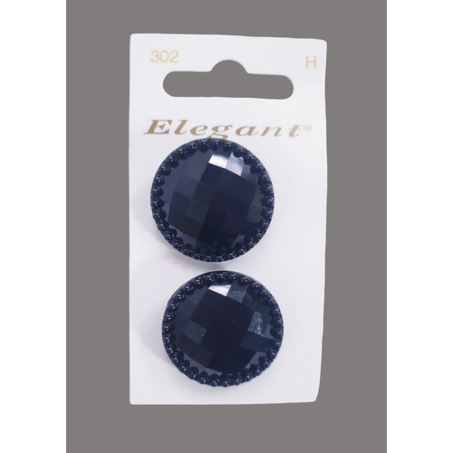 Пуговица Button Fashion из серии Elegant, Черные грани, диаметр 28 мм, 2 штуки.