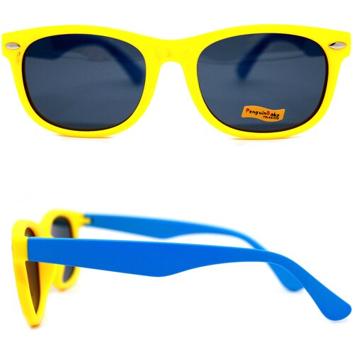 Очки солнцезащитные детские (5+ лет) для мальчика-девочки с поляризацией (Polaroid) Penguin Baby 1761 C10, цвет желто-голубой