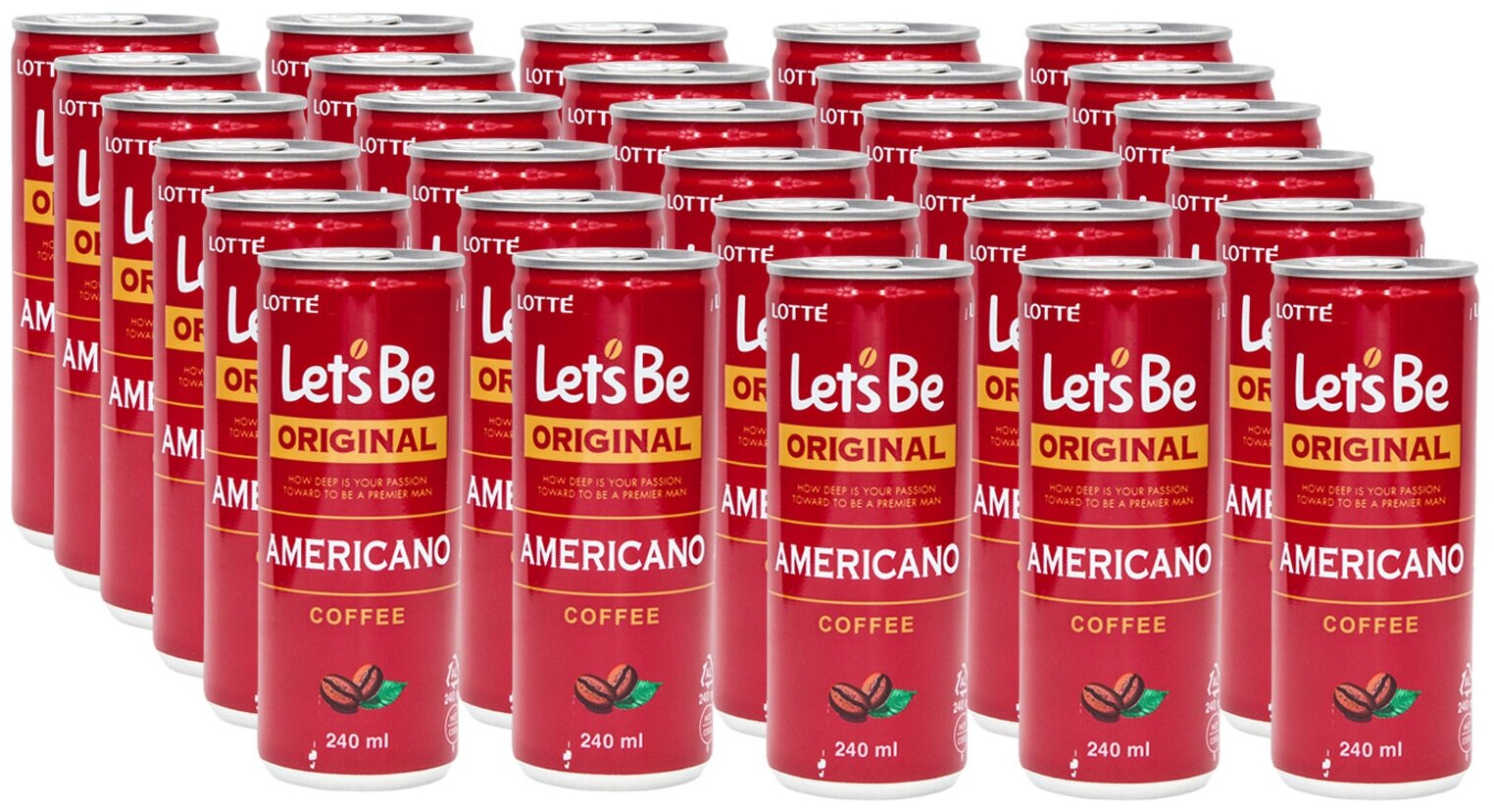 Кофейный напиток Lotte Let's Be Americano, 0.24 л , 30 шт.