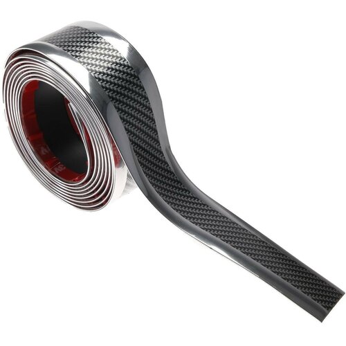 Защитная накладка на порог авто под карбон с хром полосой самоклеящаяся 5250 см 661₽