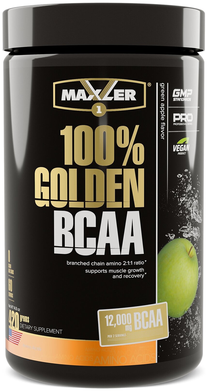 Аминокислоты Maxler 100% Golden BCAA (2:1:1) 420 гр. - Зеленое яблоко