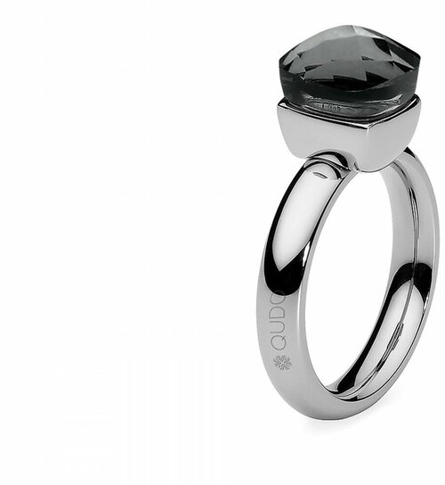 Кольцо Qudo, бижутерный сплав, размер 18, серебряный, черный