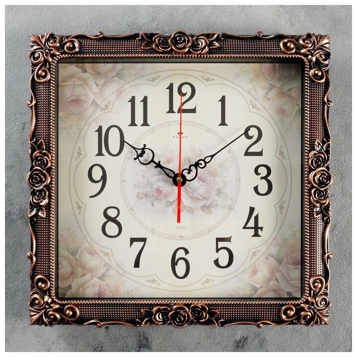 Рубин Часы настенные, интерьерные "Барака", 38 х 38 см, бесшумные, черная бронза