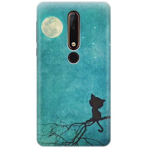 фото Re:pa накладка transparent для nokia 6 (2018) с принтом "котенок и луна"
