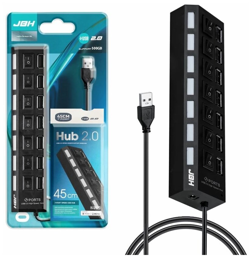 USB Hub на 7 портов с выключателями для периферийных устройств