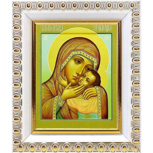 Икона Божией Матери Спасительница утопающих, в белой пластиковой рамке 8,5*10 см