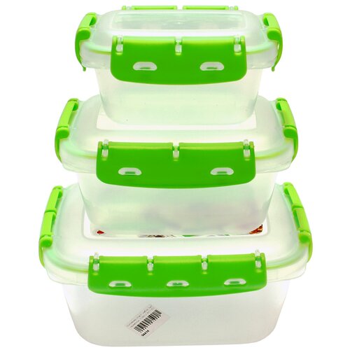 Контейнер пищевой пластиковый 380 мл 800 мл 1500 мл 3 шт Ланч-боксы 912₽