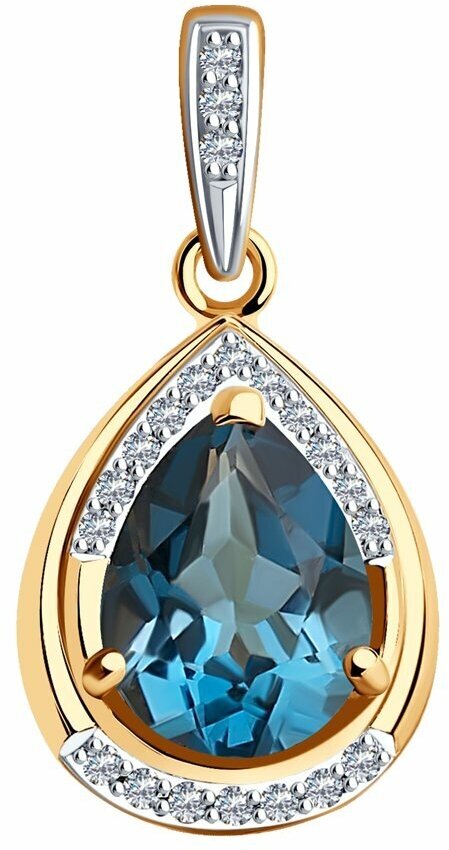 Подвеска Diamant online, золото, 585 проба, топаз, бриллиант