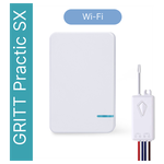 Умный беспроводной выключатель GRITT Practic SX 1кл. белый комплект: 1 выкл., 1 реле 1000Вт 433 + WiFi с управлением со смартфона - изображение