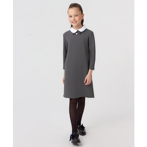 фото Школьное платье button blue, размер 164, серый