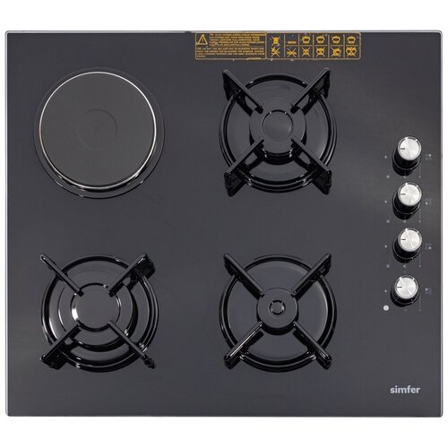 Комбинированная варочная панель Simfer H60K32B516 3 газ-конфорки 1 электро конфорка газ-контроль автоподжиг 1699900₽
