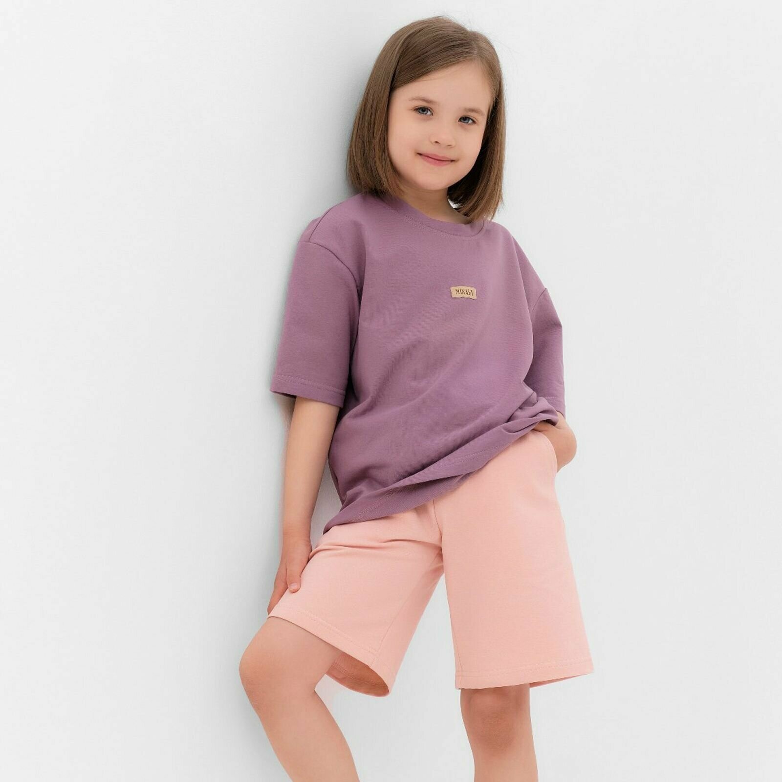 Комплект одежды Minaku, размер 104, бежевый, фиолетовый