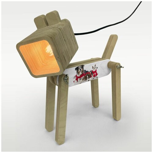 Настольная лампа светильник Собака праздник Новый год, рождество, бордер колли, собака, щенок - 643