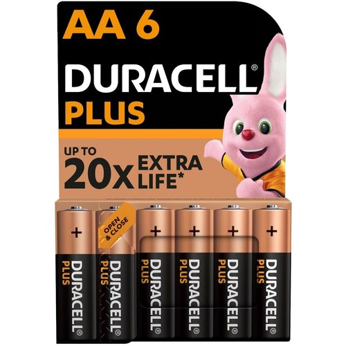 Батарея Duracell АА LR6-6BL PLUS 6 шт. батарея duracell basic lr6 6bl mn1500 aa 6шт