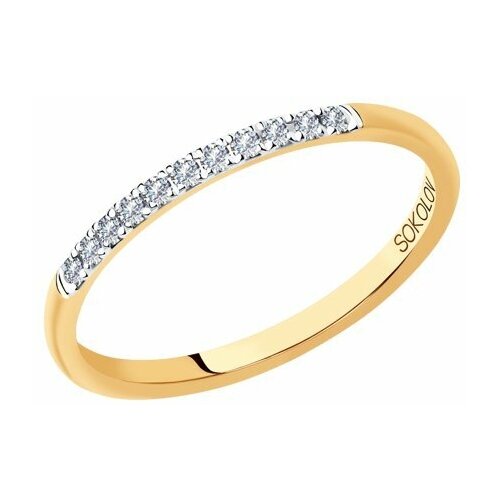 Кольцо обручальное Diamant online, золото, 585 проба, бриллиант, размер 18